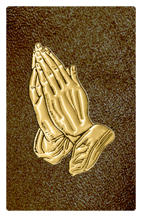 DF35T 516 GD SH BR Gold Praying Hands Shimmer Brown Background